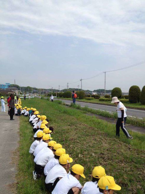 県道にて種まき１